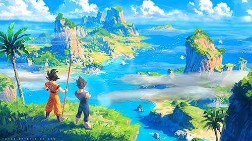 Goku & Vegeta In The Island – Dragon Ball Live Wallpaper